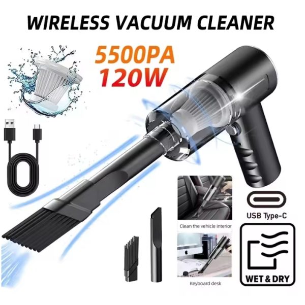 In 1 Portable Vacuum Cleaner- Durable Wireless Vacuum -duster Blower Air Pump- High Power Strong Suction Vacuum Cleaner For Home, Laptop, Vehicle Interior Cleaner
