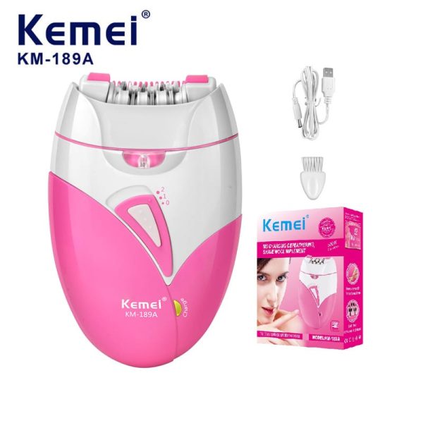 Kemei Km-189a Rechargeable Epilator – Women’s Hair Removal Device With Usb Charging, Gentle Shaver & Defeathering Tool For Smooth Skin